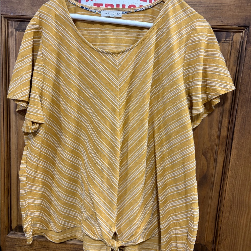 Retrology Yellow and White Striped Blouse